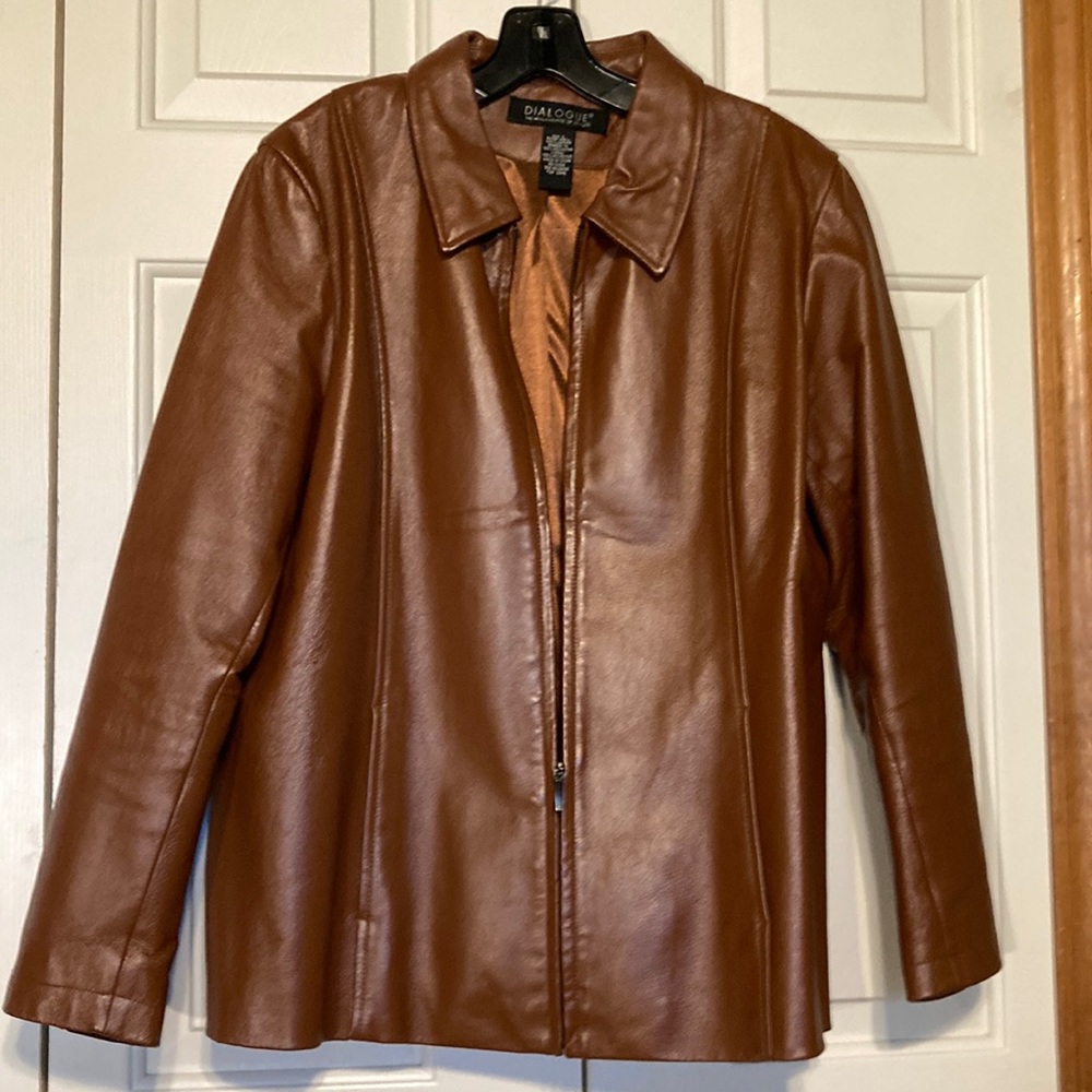 Women’s Dialogue Brand Leather Jacket, Size L, LIKE NEW